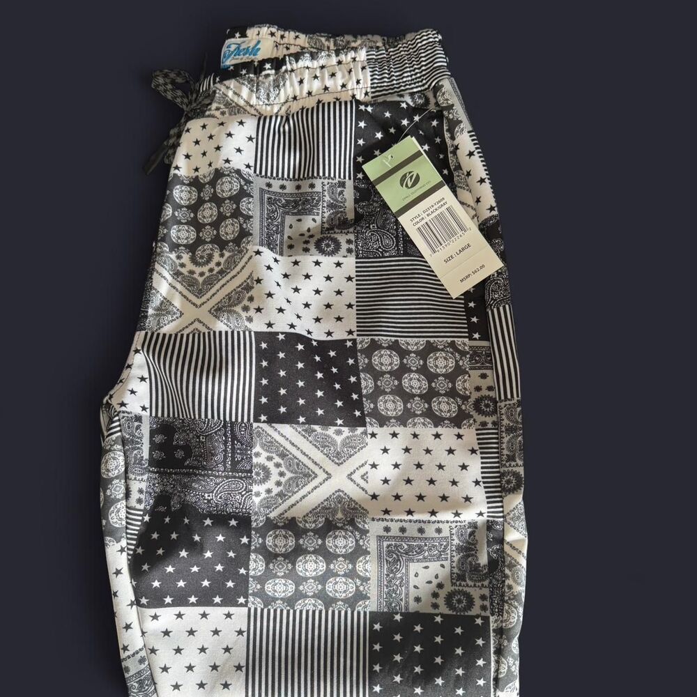 Fresh Prints of Bel Air Black White Gray Jogger Sweatpants Bandana Style